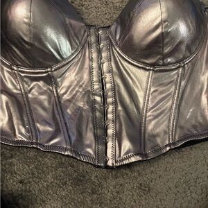 Forever 21 Silver and Black Corset Top